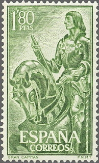 España 1958 1209 Sello * El Gran Capitán 1,80pts c/señal oxido Timbre Espagne Spain Spagna